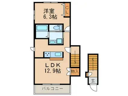 ボナヴィータ成城(1LDK/2階)の間取り写真