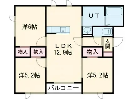 ミモザ緑町A(3LDK/2階)の間取り写真