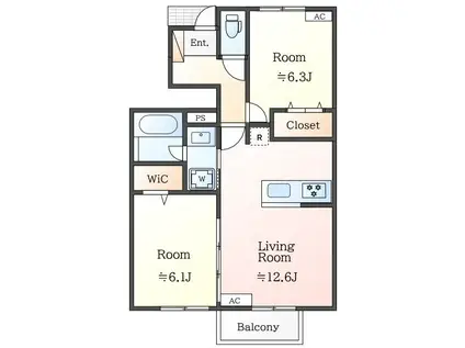 EUPHORIA(2LDK/1階)の間取り写真