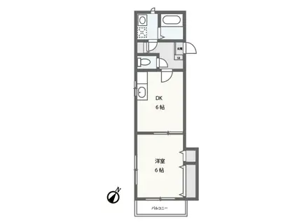 グランメール登戸(1DK/2階)の間取り写真