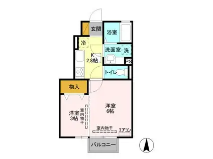 D‐ROOMスプリングウィンド B 103(2K/1階)の間取り写真