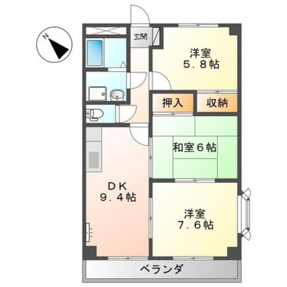 メイプルハウス(3DK/2階)の間取り写真