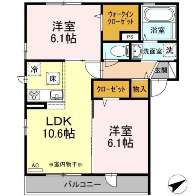 セジュール輝(2LDK/1階)の間取り写真