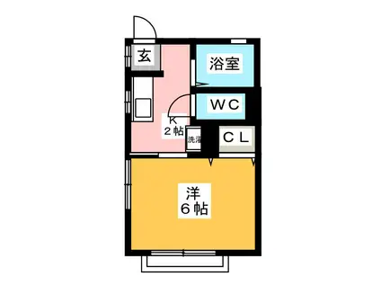 ハイツ高橋(1K/2階)の間取り写真