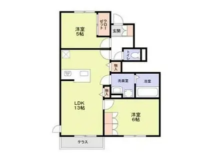 フォレ トゥーナ(2LDK/1階)の間取り写真