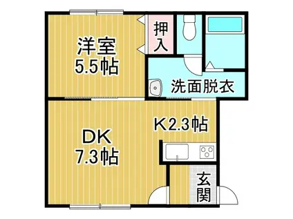 クレスト(1LDK/2階)の間取り写真