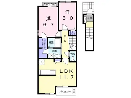 セレノパラッツオII(2LDK/2階)の間取り写真