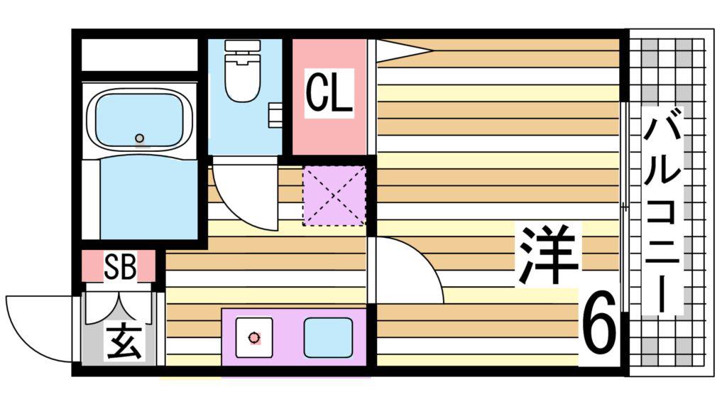 カーサ滝の茶屋(1K/3階)の間取り写真