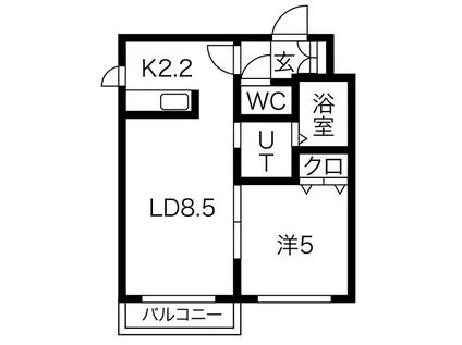 クラヴィス発寒南(1LDK/1階)の間取り写真