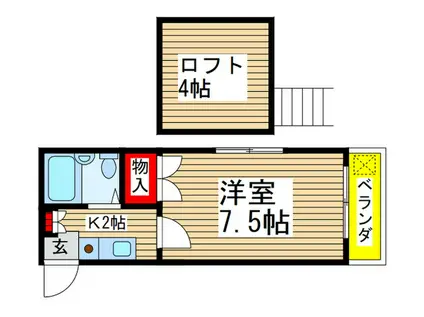 フラワーソング(1K/2階)の間取り写真