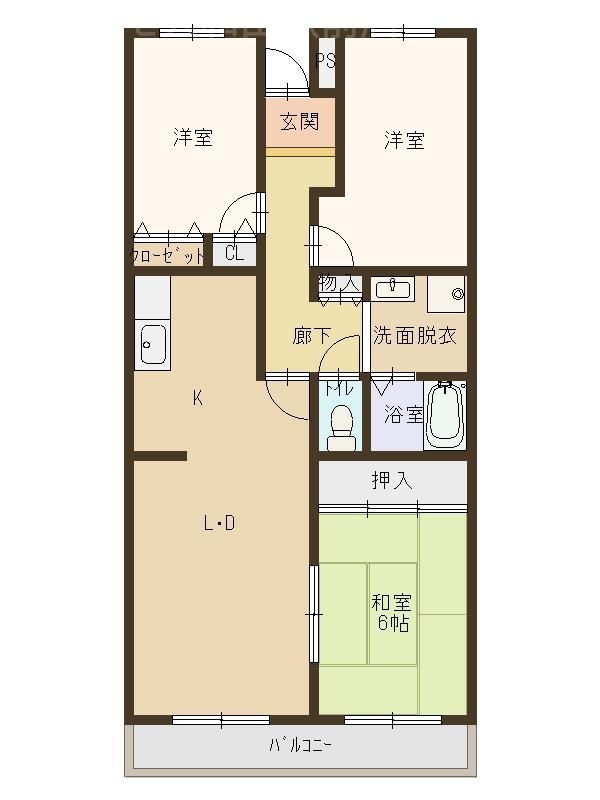 クレセントOSII(3LDK/2階)の間取り写真