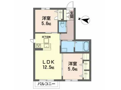 シャーメゾンBETTY(2LDK/1階)の間取り写真