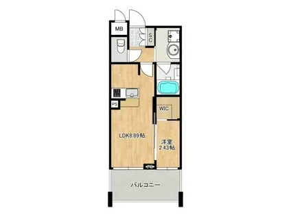 F-CREST SHIN-OSAKA(1LDK/2階)の間取り写真