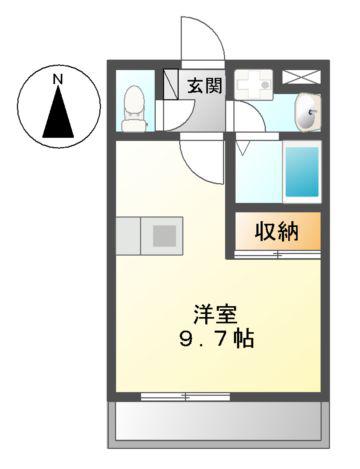柿の木坂(ワンルーム/3階)の間取り写真