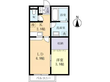 トリニティーVII(1LDK/1階)の間取り写真
