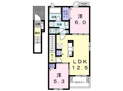 グリーンヒルズ塩田道(2LDK/2階)の間取り写真