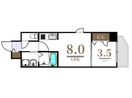 S-RESIDENCE広島駅DILETTO(1LDK/3階)の間取り写真