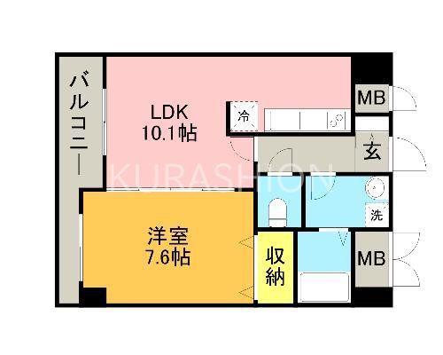 グラシア大濠(1LDK/4階)の間取り写真