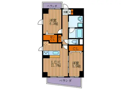 アトレ梅北(2LDK/3階)の間取り写真