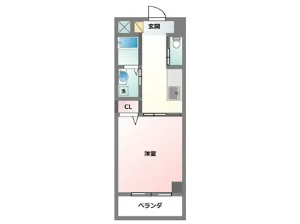 プランドール三原(1K/4階)の間取り写真