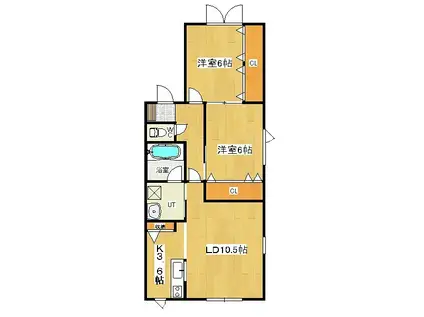 K・トーラス(2LDK/2階)の間取り写真