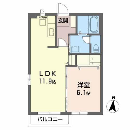 メゾン・ラークA(1LDK/1階)の間取り写真
