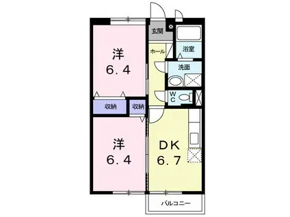 アルカディア(2DK/2階)の間取り写真