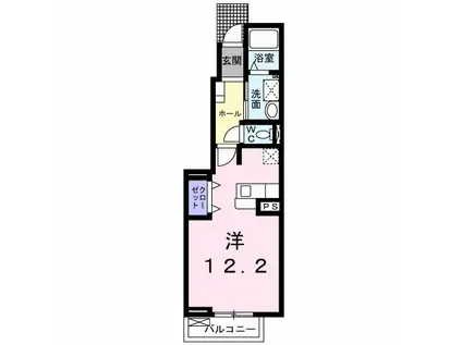 ブルームフィールド I(ワンルーム/1階)の間取り写真