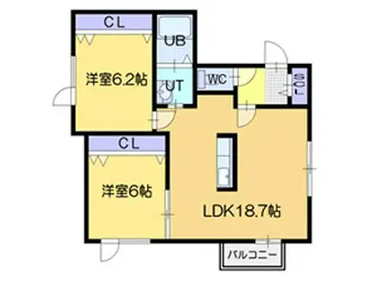 エザンスハイム(2LDK/2階)の間取り写真