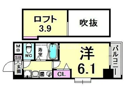エステムコート神戸県庁前IIIフィエルテ(1K/2階)の間取り写真
