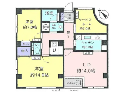 カステーオ目黒原町(3LDK/1階)の間取り写真