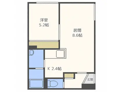 ドリホ豊平公園A(1LDK/2階)の間取り写真