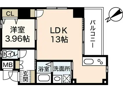 アールヴォレ楠木(1LDK/11階)の間取り写真
