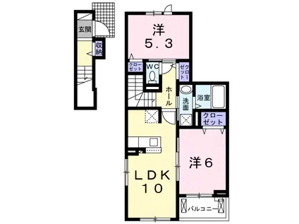 ブライトガーデンハウス(2LDK/2階)の間取り写真