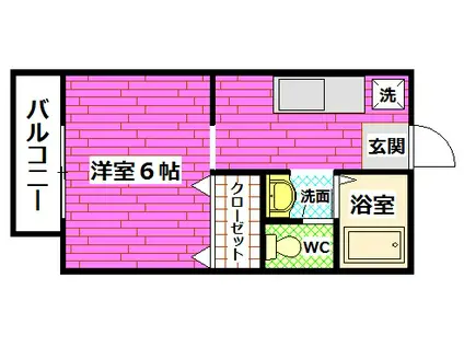 ルミエール萩原I(1K/1階)の間取り写真