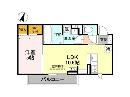 CLASSEUM幸西III(1LDK/2階)の間取り写真