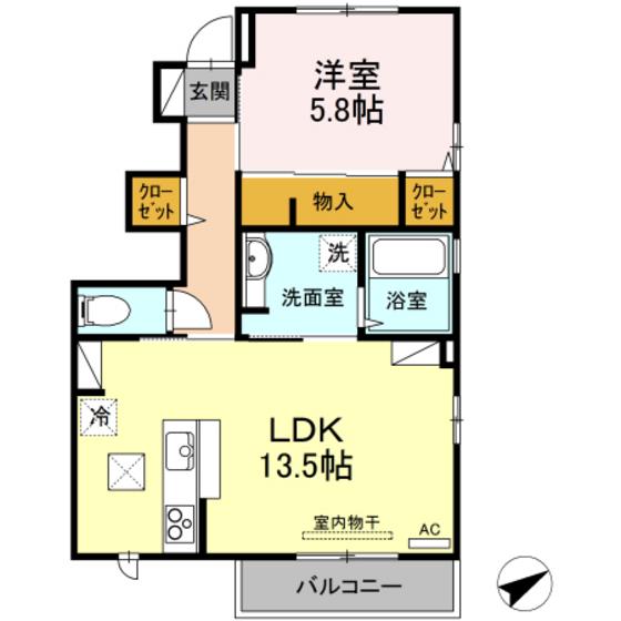 エスペランサ雅(1LDK/1階)の間取り写真