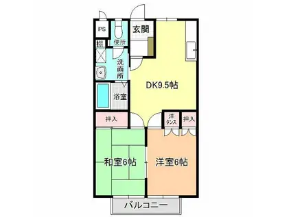 BSハイツ(2DK/2階)の間取り写真