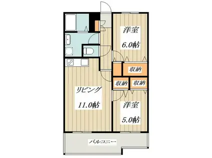 ラボーセジュール小金井(2LDK/1階)の間取り写真