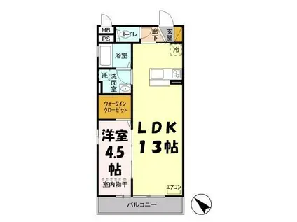 ウエストエーデル(1LDK/3階)の間取り写真