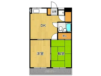 CASABEIGE愛宕山 イースト(2DK/1階)の間取り写真