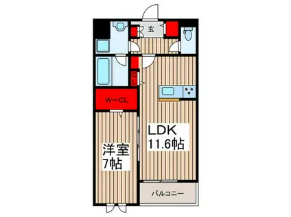 VOITURE M´H(1LDK/1階)の間取り写真