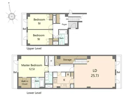 麻布テラスアパートメント(3LDK/4階)の間取り写真