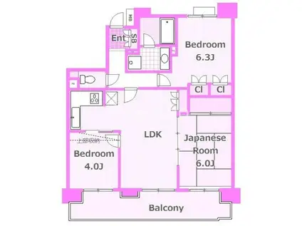 横浜伊勢佐木南パーク・ホームズ(3LDK/9階)の間取り写真