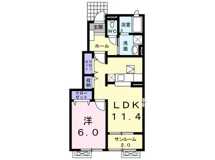 リバ-サイド ネオ(1LDK/1階)の間取り写真