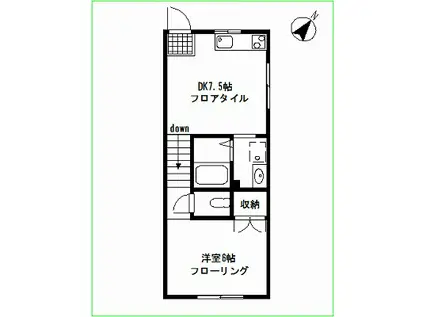 ビューパレス(1DK/1階)の間取り写真