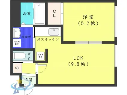 MOCO BLACK(1LDK/3階)の間取り写真