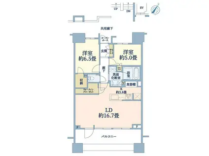プラウド溝の口(2LDK/11階)の間取り写真