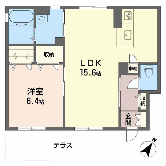 サンライズSAKAI B棟(1LDK/1階)の間取り写真