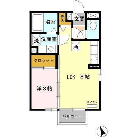 リヴェールマリーズB(1LDK/2階)の間取り写真